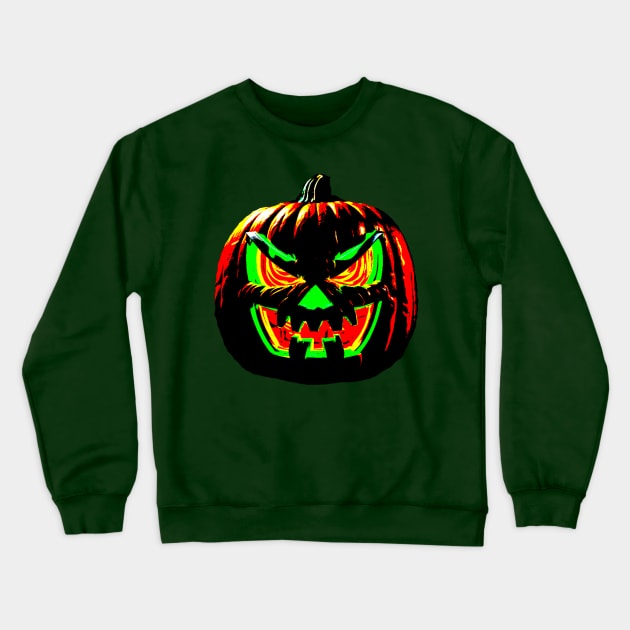 Neon Retro Vintage Jack O' Lantern Pumpkin Crewneck Sweatshirt by Creative Creation